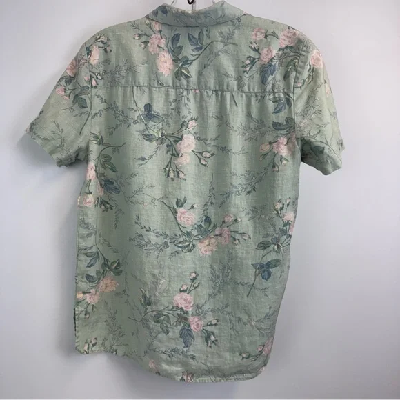 Lauren Ralph Lauren Mint Green Floral Tropical Linen Top Women’s Size Small - Picture 12 of 14